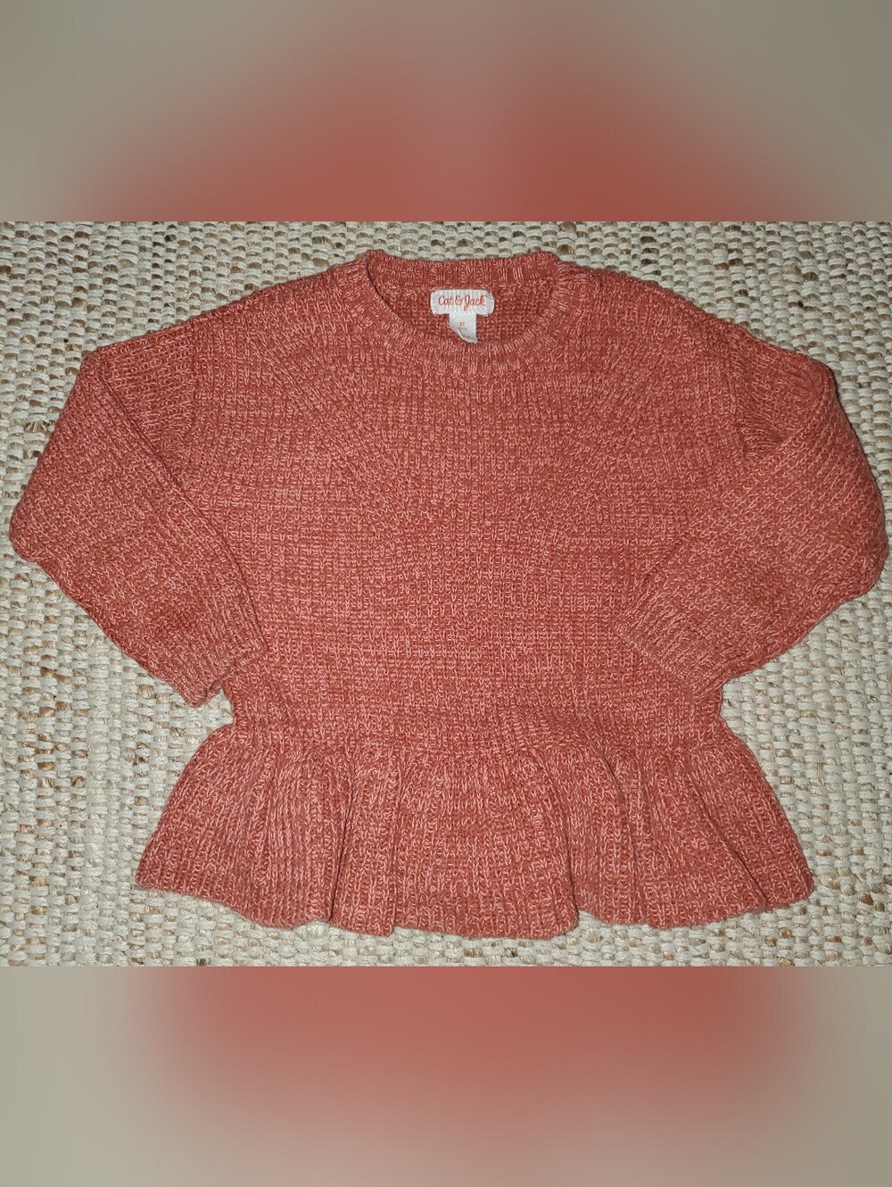 3T Cat & Jack Rust Orange Peplum Crew Neck Sweater